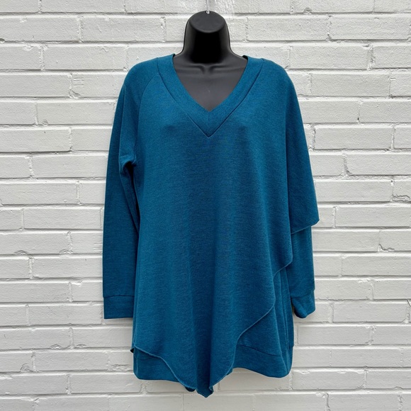 Soft Surroundings Madeline Asymmetrical Tunic in Mykonos Blue, SZ L EUC - Picture 2 of 8